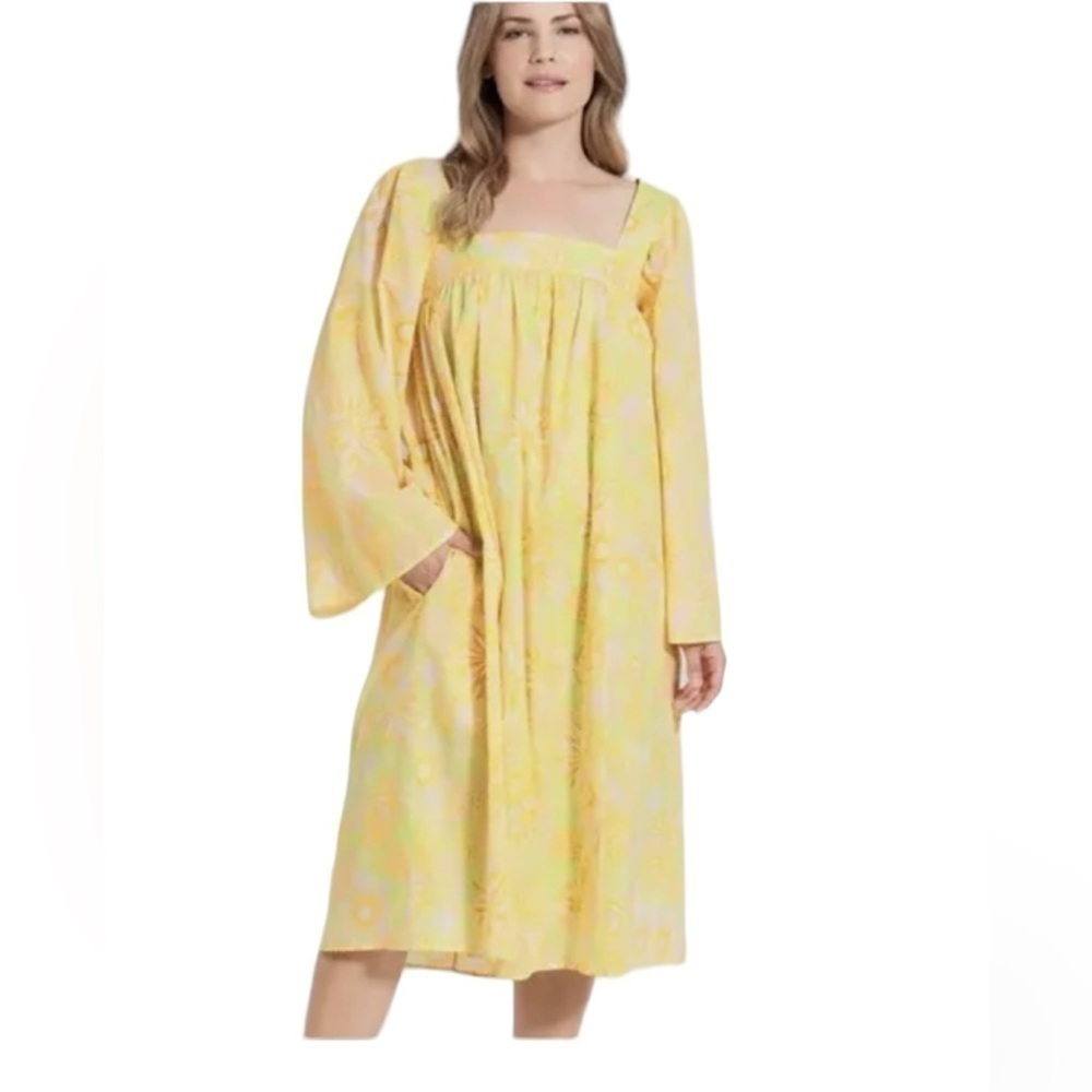 ModCloth You Say Goodbye, I Say Yellow Midi Dress Size Small
